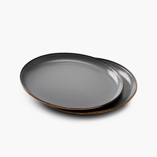 [CKW-374] Enamelware Salad Plate Set Dining Collection Slate Gray Barebones